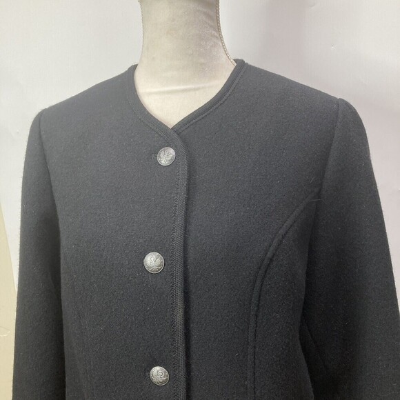 Womens Tirol Austria Jacket Trachten Loden Walk  100% Wool Black‎ Linded Size L - Picture 11 of 11